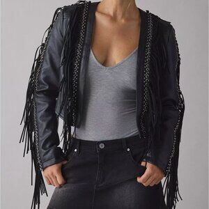 Azalea Wang Olivier Faux Leather Fringe Western Jacket Size Large